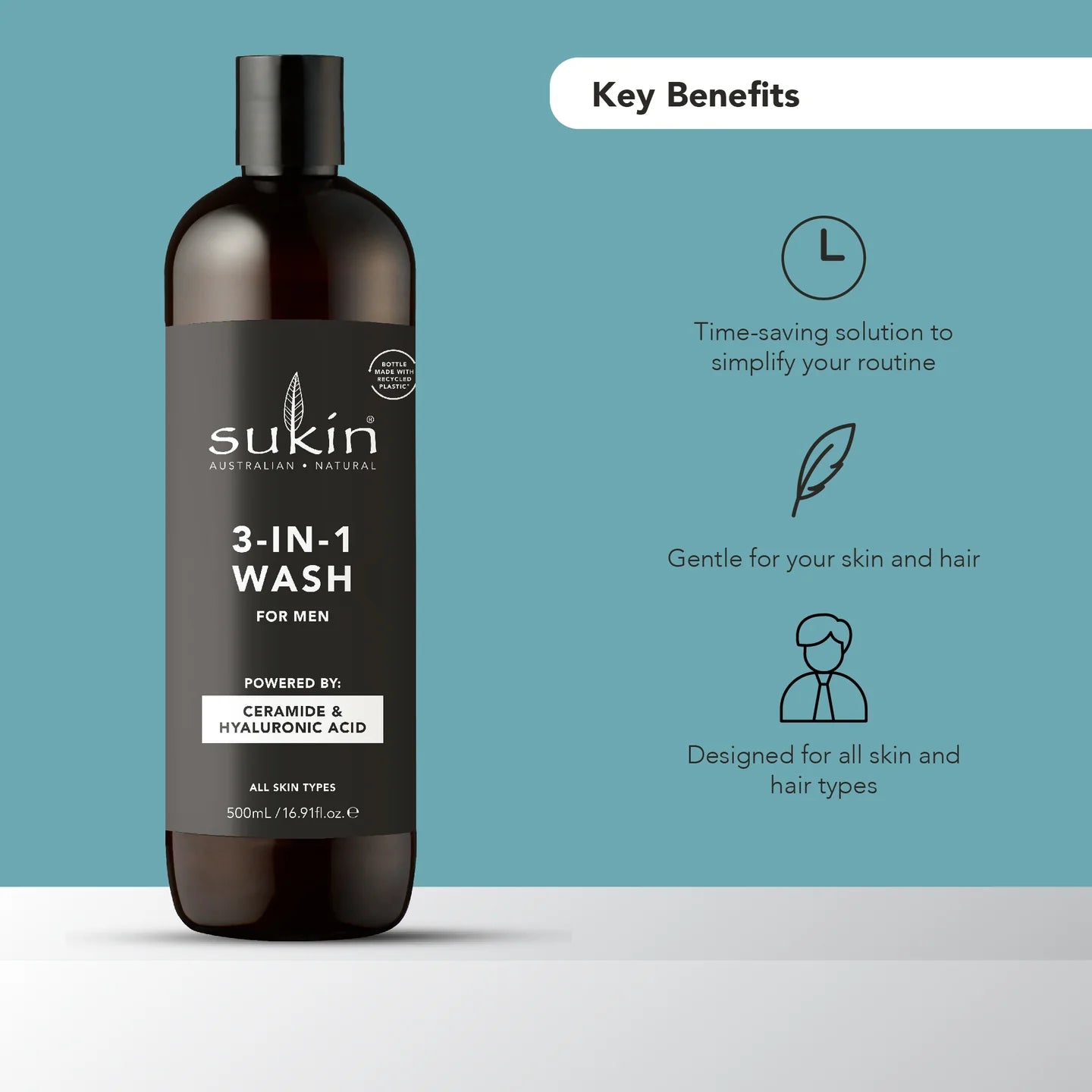 Sukin Men's 3-in-1 Wash 16.91 fl. oz.