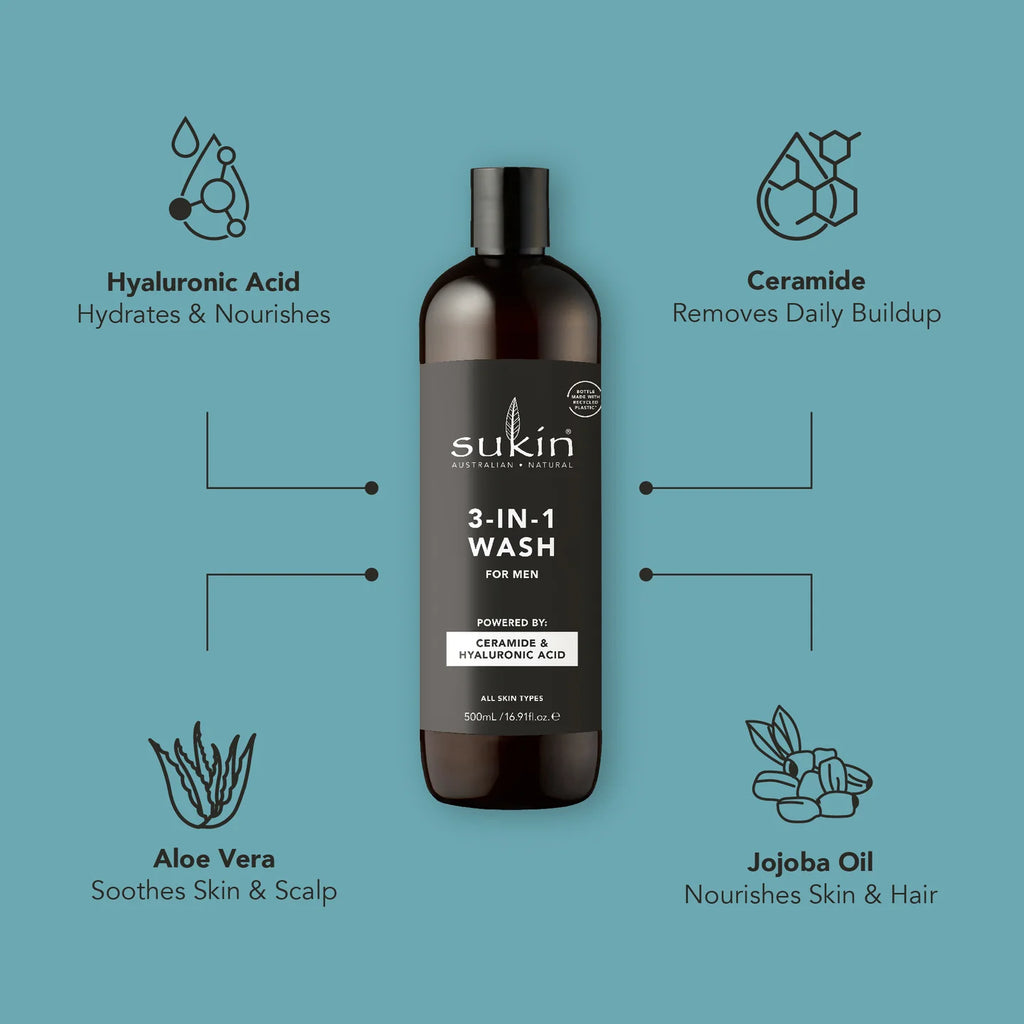 Sukin Men's 3-in-1 Wash 16.91 fl. oz.